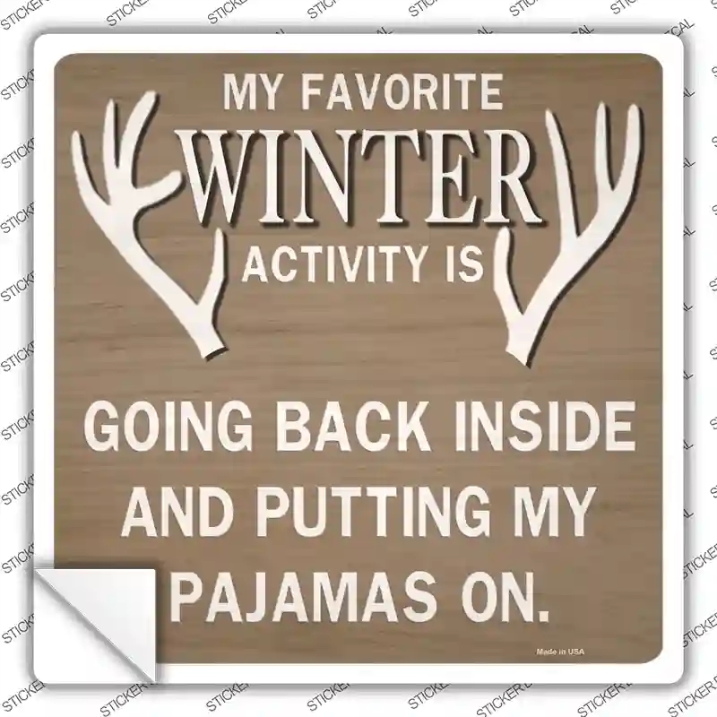 SQ-1179s-S Favorite Winter Activity Novelty Square Sticker Decal - Small
