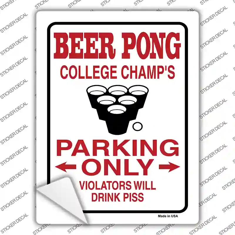 P-677s-S Beer Pong College Champs Novelty Rectangle Sticker Decal - Small