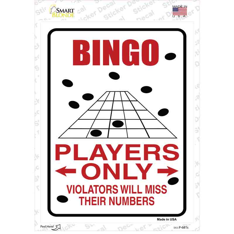 P-681s-M Bingo Players Only Novelty Rectangle Sticker Decal - Medium
