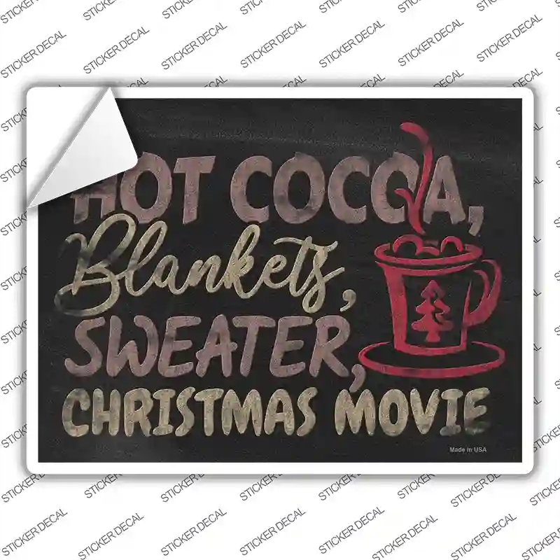 P-3958s-S Hot Cocoa Blankets Sweater Movie Novelty Rectangle Sticker Decal - Small