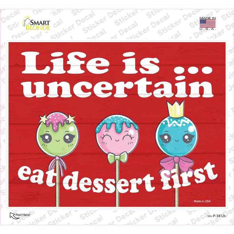 P-3412s-M Eat Dessert First Novelty Rectangle Sticker Decal - Medium