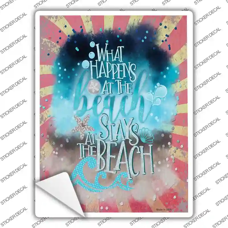 P-3985s-S What Happens At the Beach Novelty Rectangle Sticker Decal - Small