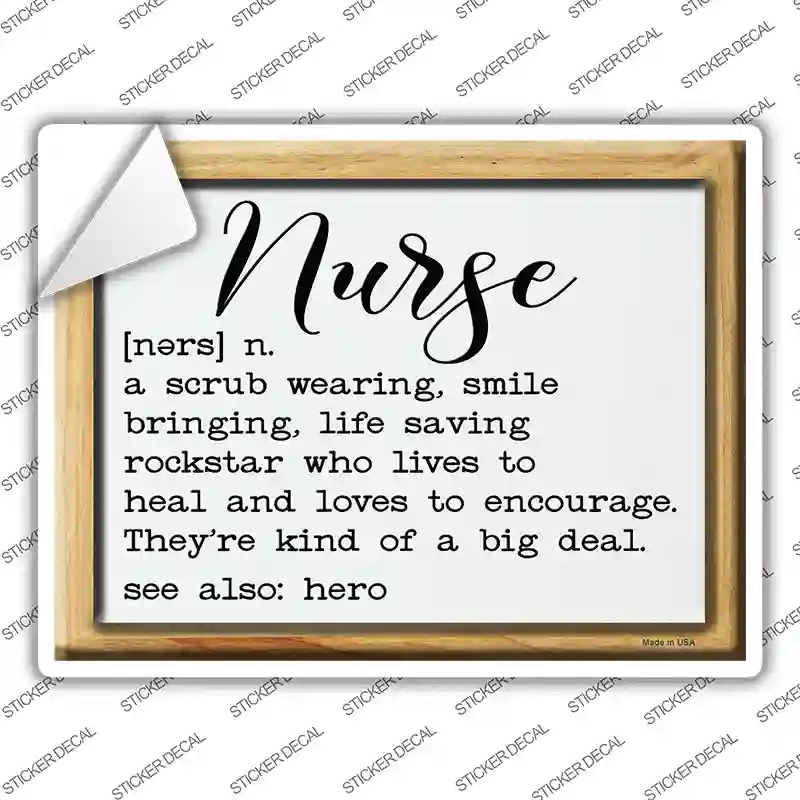P-3997s-L Nurse Definition Novelty Rectangle Sticker Decal - Large