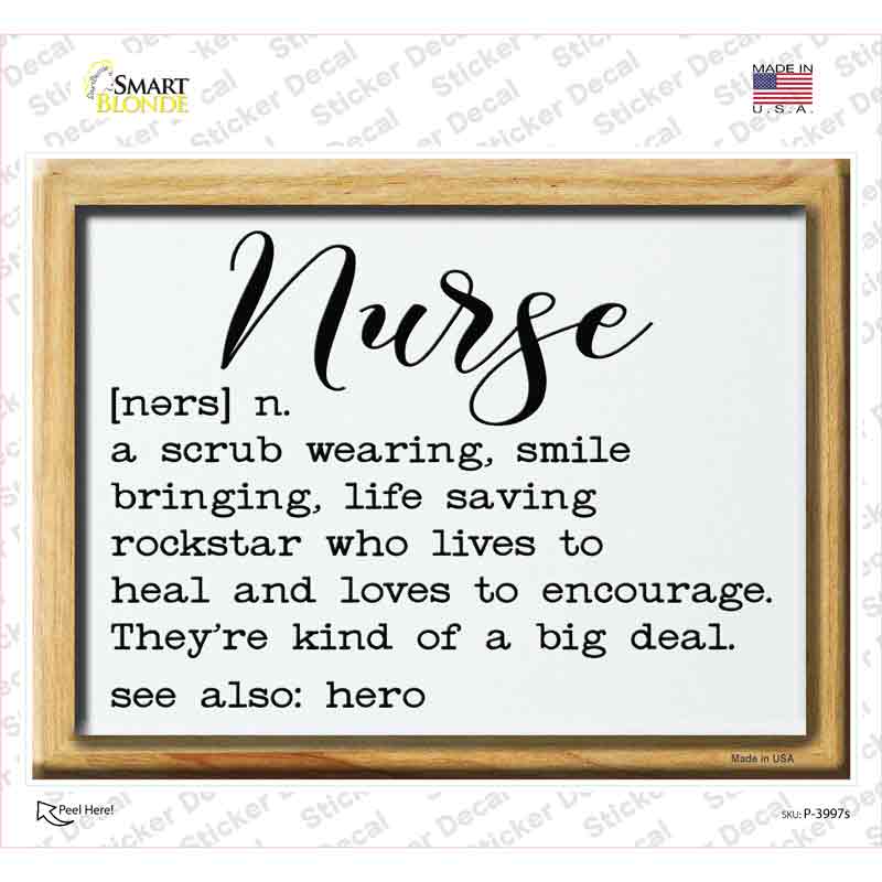 P-3997s-M Nurse Definition Novelty Rectangle Sticker Decal - Medium