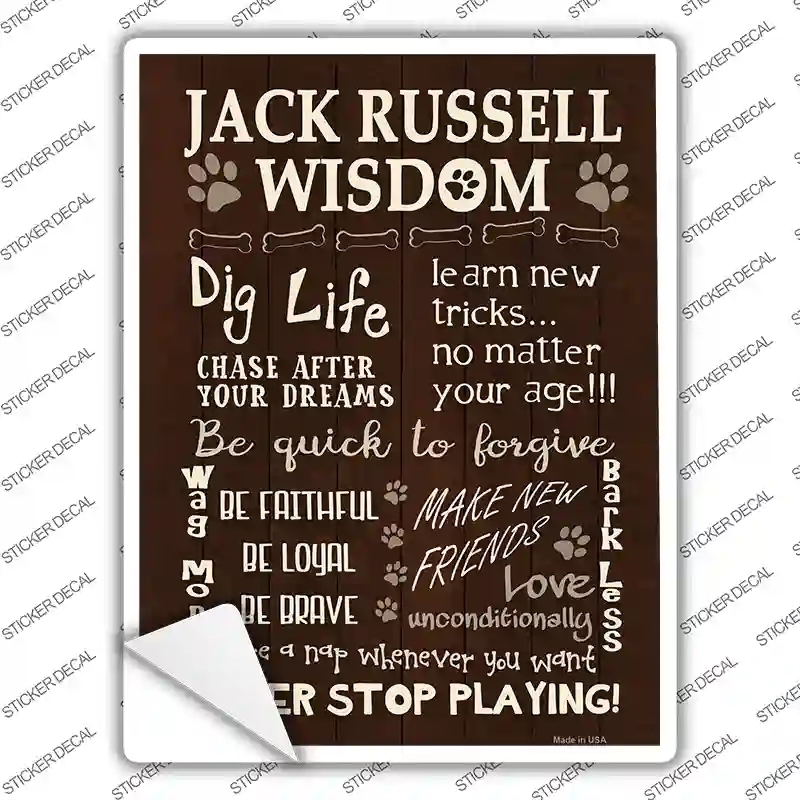 P-1660s-L Jack Russell Wisdom Novelty Rectangle Sticker Decal - Large