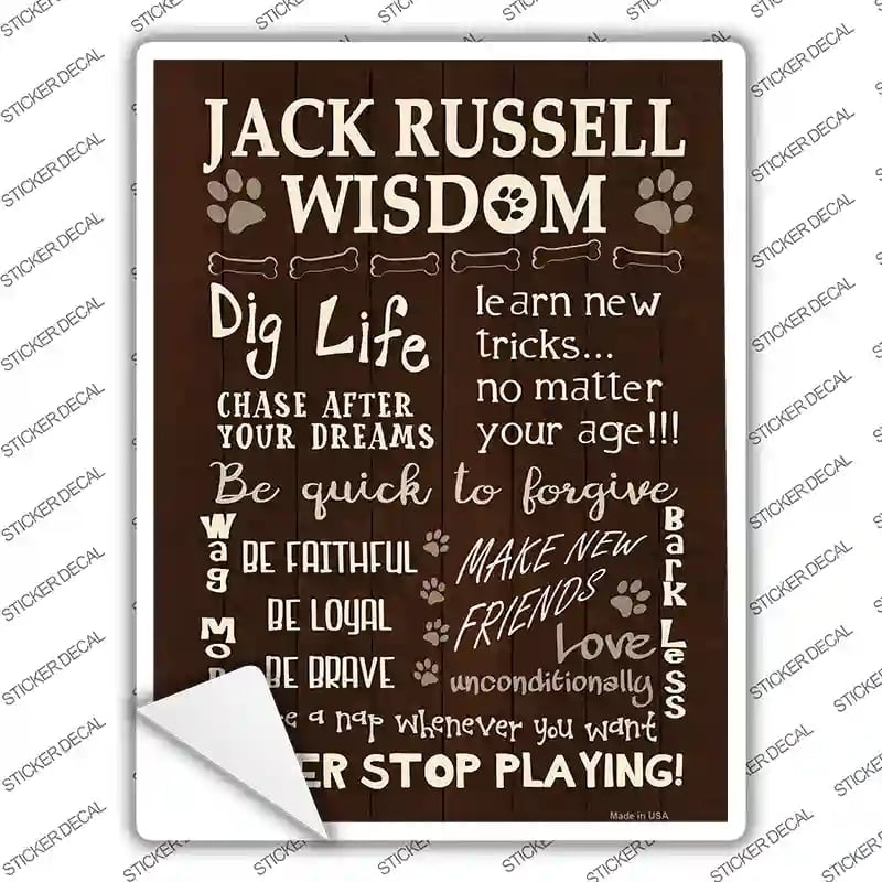 P-1660s-XL Jack Russell Wisdom Novelty Rectangle Sticker Decal - Extra Large