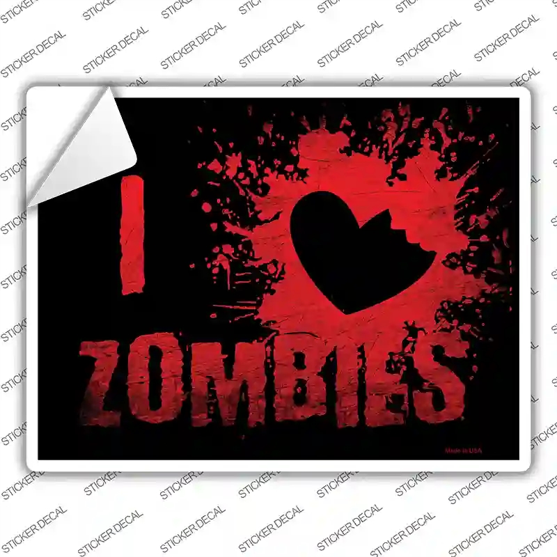 P-2591s-XL I Love Zombies Novelty Rectangle Sticker Decal - Extra Large