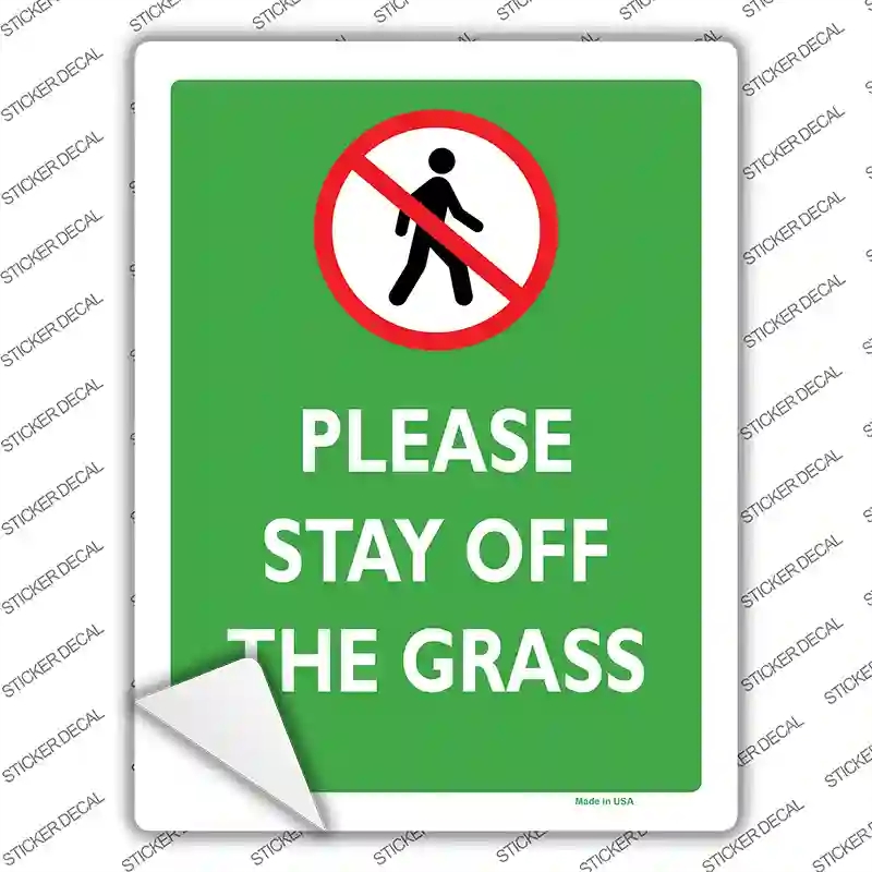 P-2612s-L Please Stay Off Grass Novelty Rectangle Sticker Decal - Large