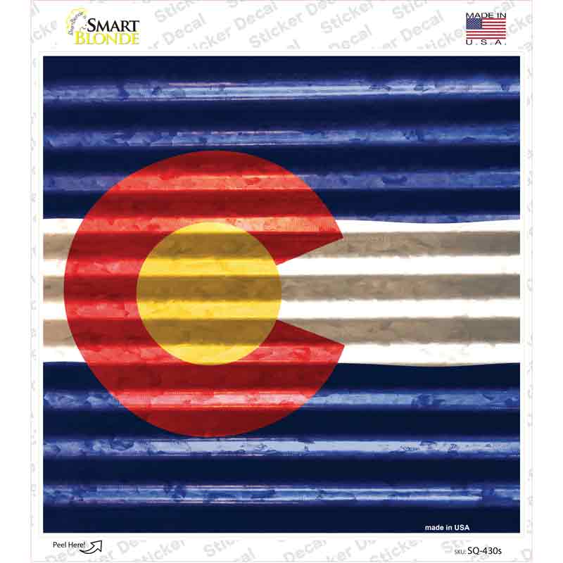 SQ-430s-M Colorado Flag Corrugated Effect Novelty Square Sticker Decal - Medium