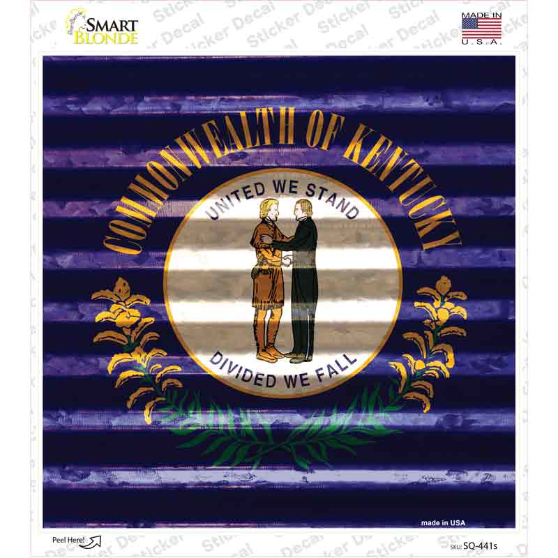 SQ-441s-M Kentucky Flag Corrugated Effect Novelty Square Sticker Decal - Medium