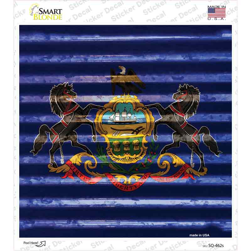 SQ-462s-M Pennsylvania Flag Corrugated Effect Novelty Square Sticker Decal - Medium