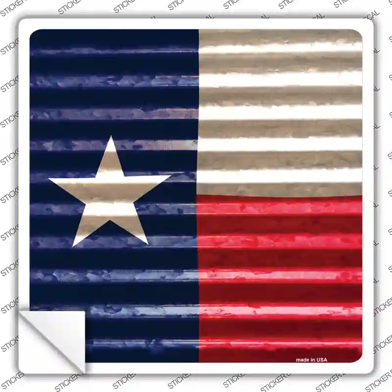 SQ-467s-L Texas Flag Corrugated Effect Novelty Square Sticker Decal - Large