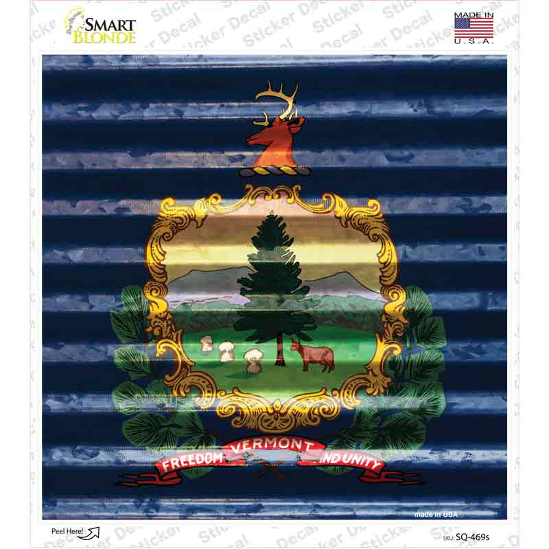 SQ-469s-M Vermont Flag Corrugated Effect Novelty Square Sticker Decal - Medium