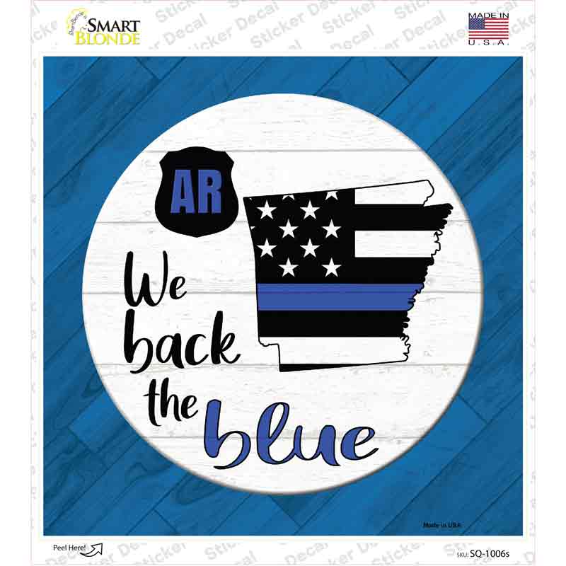 SQ-1006s-M Arkansas Back the Blue Novelty Square Sticker Decal - Medium