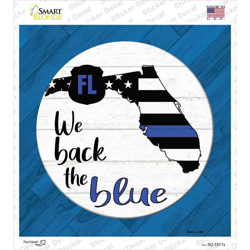 SQ-1011s-M Florida Back the Blue Novelty Square Sticker Decal - Medium
