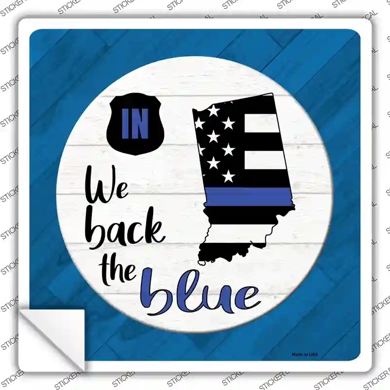 SQ-1016s-XL Indiana Back the Blue Novelty Square Sticker Decal - Extra Large