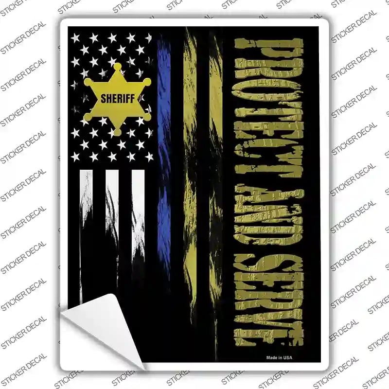 P-3319s-S Protect & Serve Novelty Rectangle Sticker Decal - Small