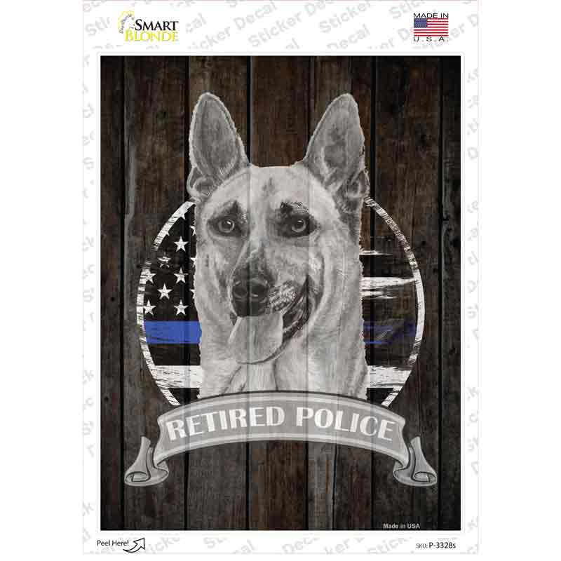 P-3328s-M Retired Police K9 Novelty Rectangle Sticker Decal - Medium