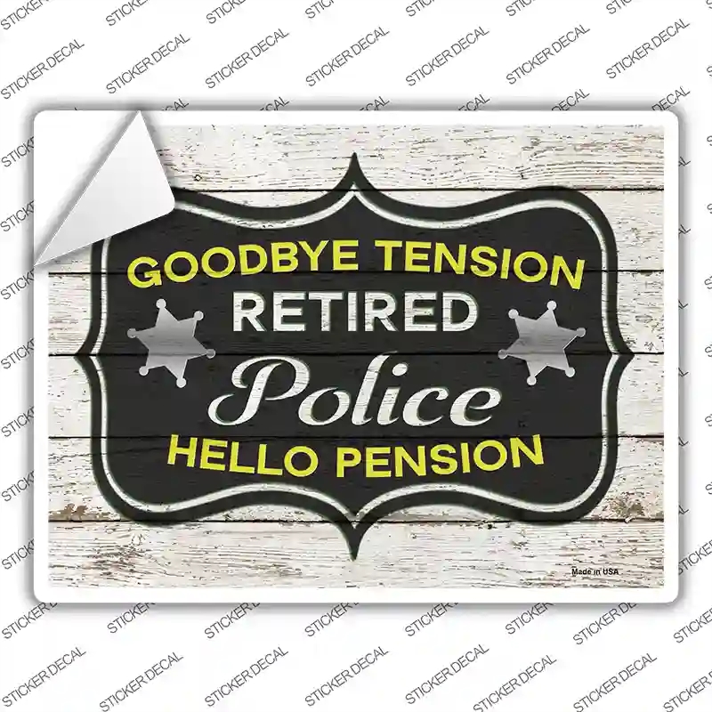 P-3331s-S Retired Police Pension Novelty Rectangle Sticker Decal - Small