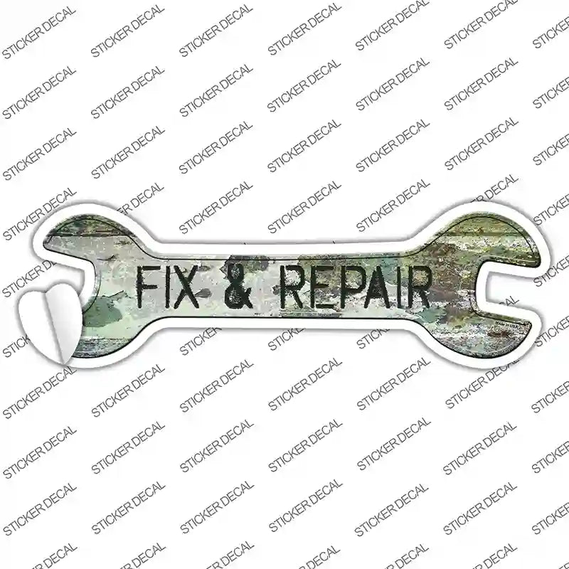 W-106s-L Fix & Repair Novelty Wrench Sticker Decal - Large
