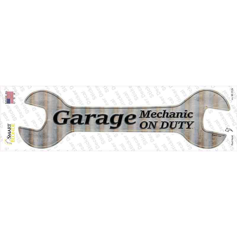 W-112s-M Garage Mechanic on Duty Novelty Wrench Sticker Decal - Medium