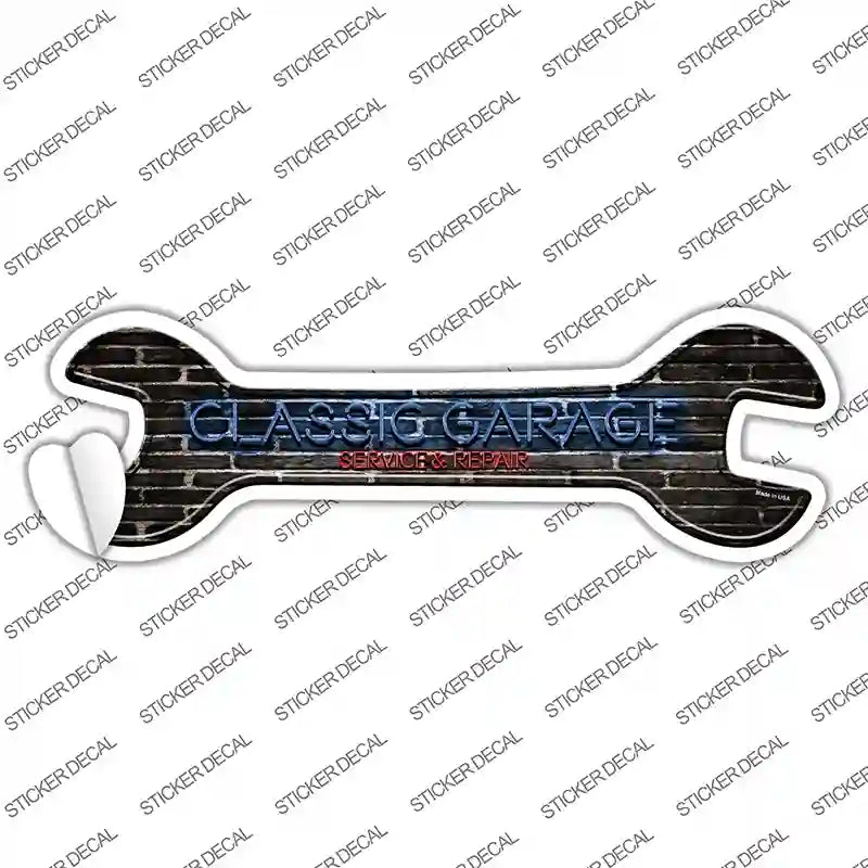 W-121s-XL Classic Garage Novelty Wrench Sticker Decal - Extra Large