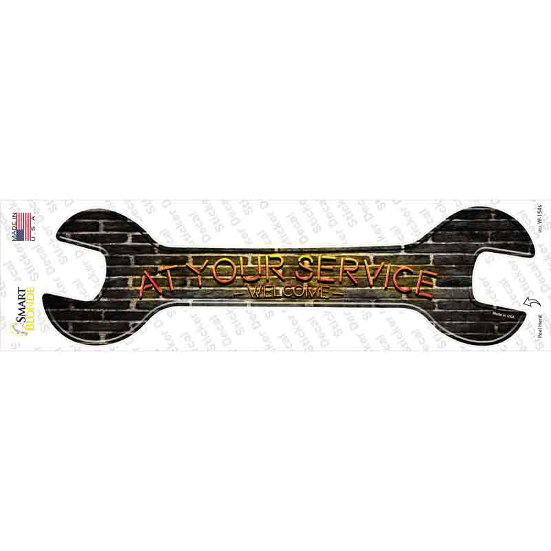 W-154s-M At Your Service Novelty Wrench Sticker Decal - Medium