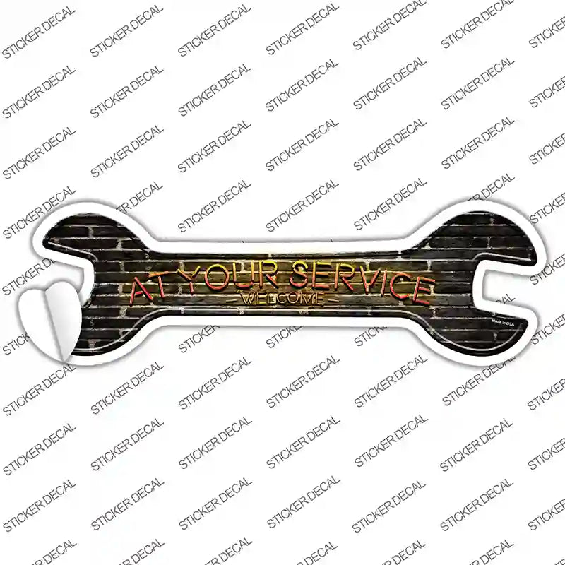 W-154s-S At Your Service Novelty Wrench Sticker Decal - Small