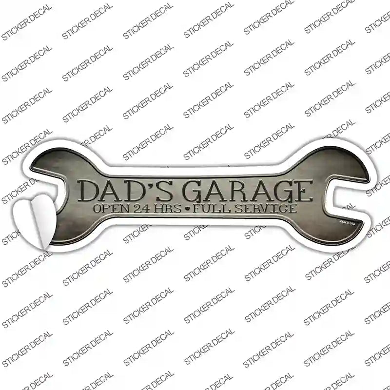 W-157s-L Dads Garage Novelty Wrench Sticker Decal - Large