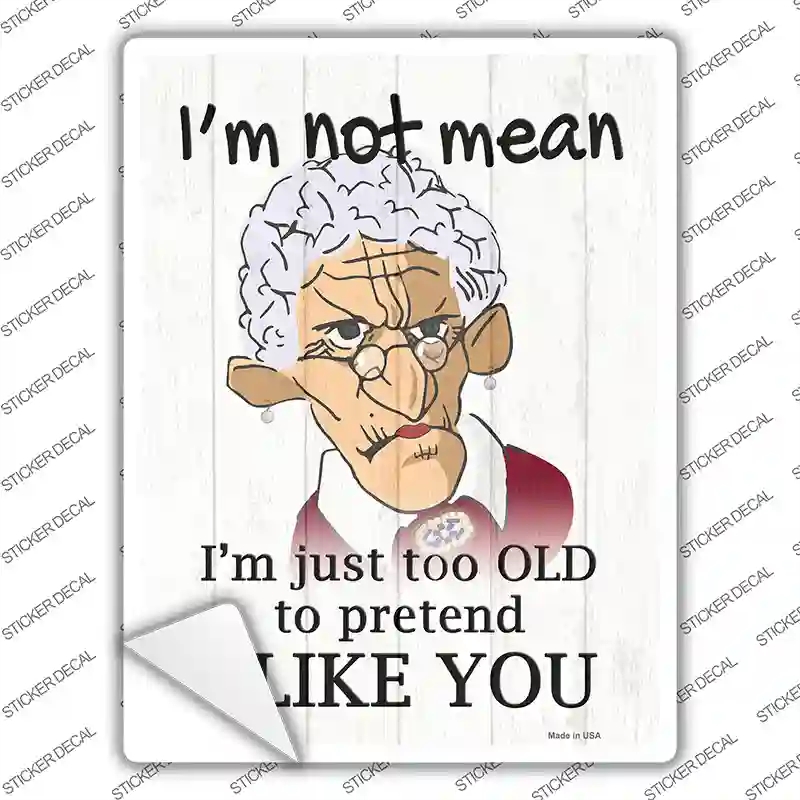 P-3451s-S Im Not Mean Female Novelty Rectangle Sticker Decal - Small