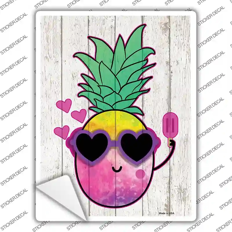 P-3571s-S Watercolor Pineapple Novelty Rectangle Sticker Decal - Small