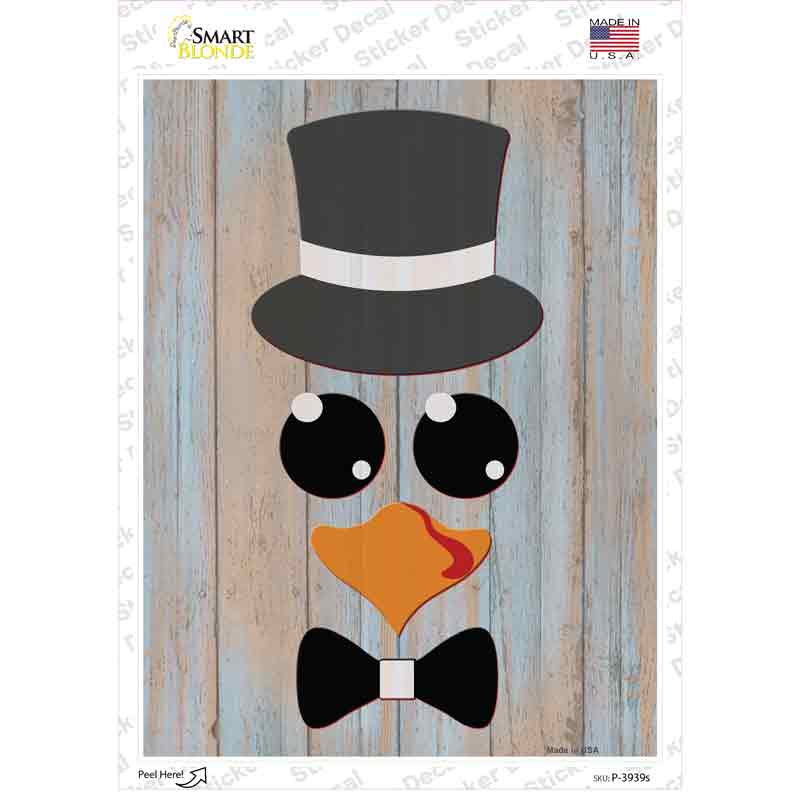 P-3939s-M Penguin Face Novelty Rectangle Sticker Decal - Medium