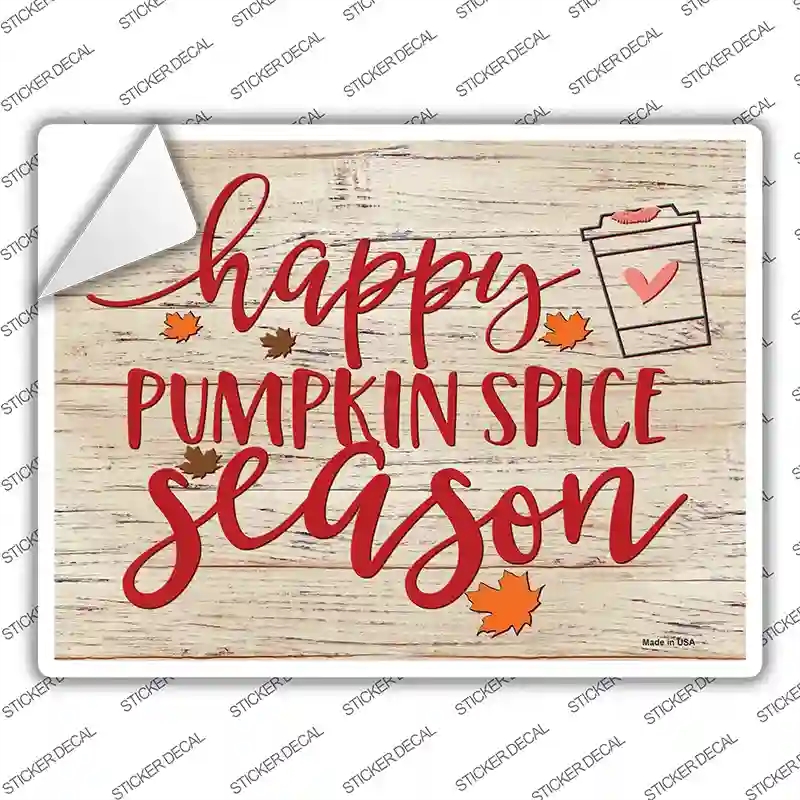 P-3945s-S Happy Pumpkin Spice Season Novelty Rectangle Sticker Decal - Small