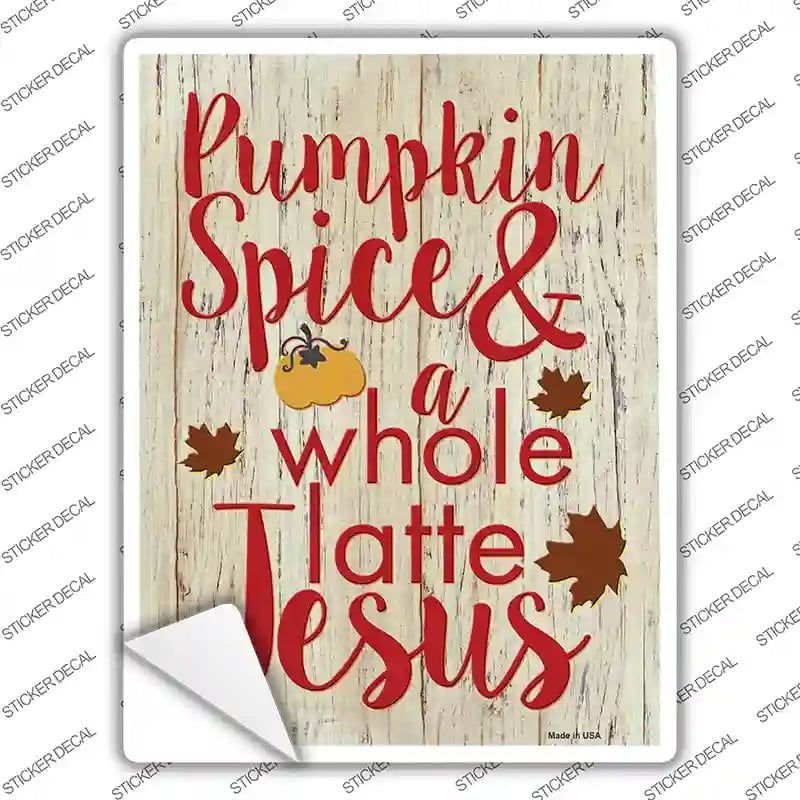 P-3952s-XL Pumpkin Spice & Jesus Novelty Rectangle Sticker Decal - Extra Large