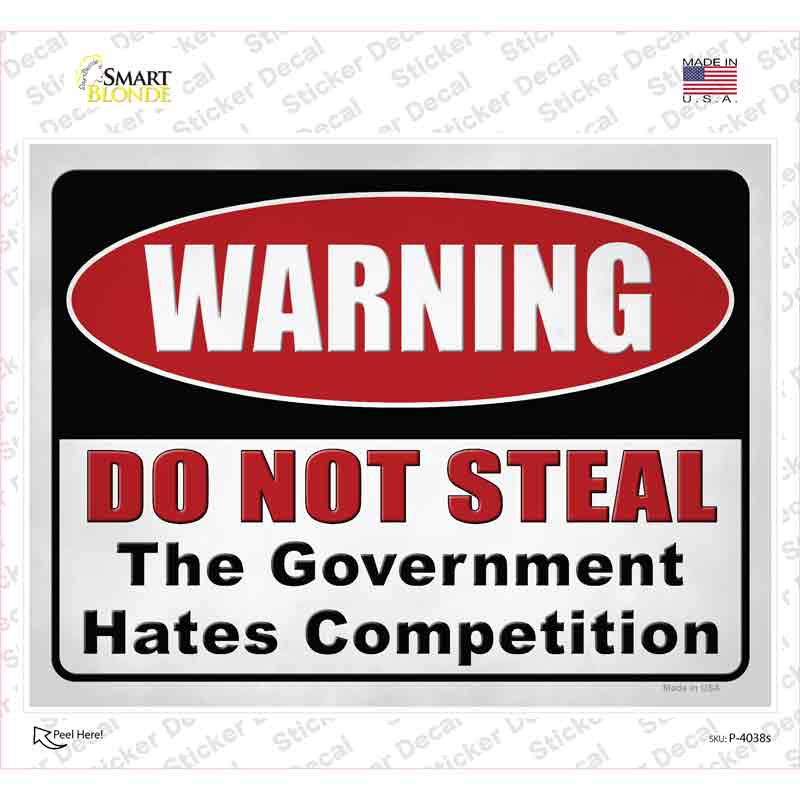 P-4038s-M Warning Do Not Steal Novelty Rectangle Sticker Decal - Medium