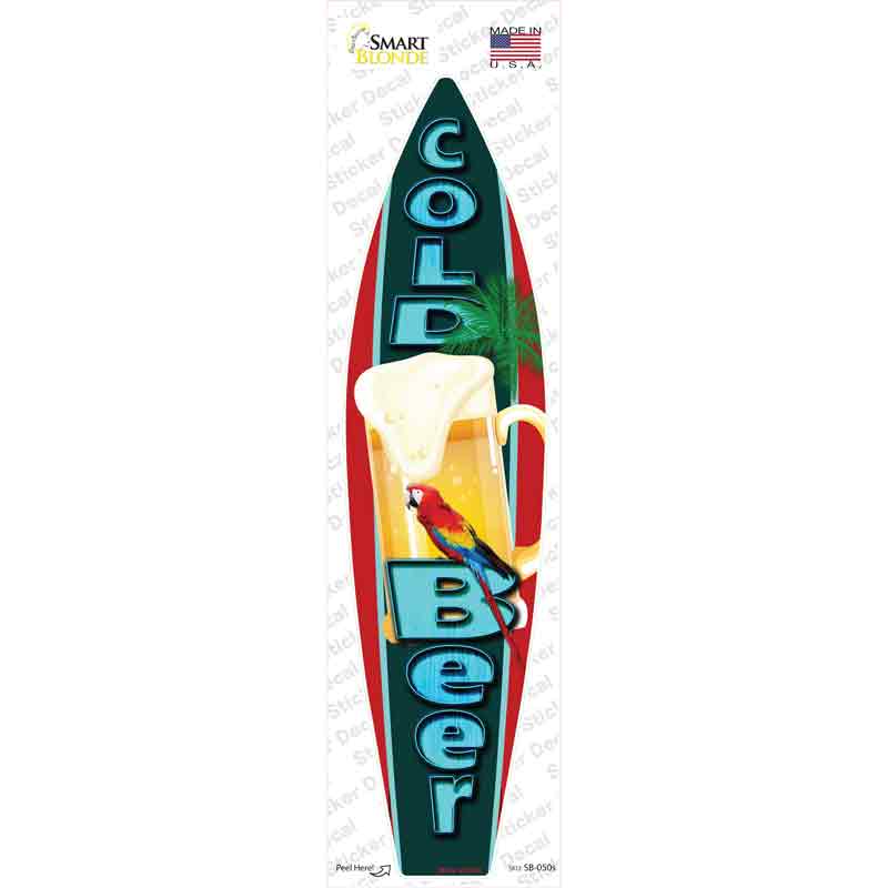 SB-050s-M Cold Beer Novelty Surfboard Sticker Decal - Medium