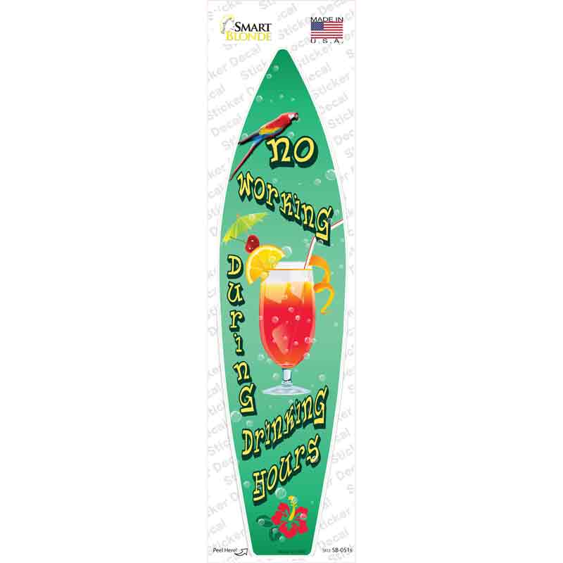 SB-051s-M Drinking Hours Novelty Surfboard Sticker Decal - Medium