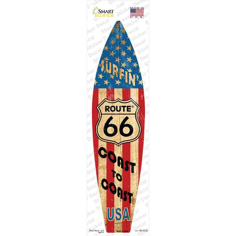 SB-052s-M Route 66 Surfing USA Novelty Surfboard Sticker Decal - Medium