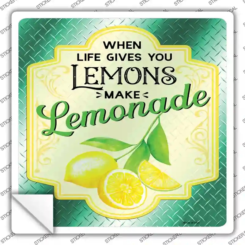 SQ-1363s-S Make Lemonade Aqua Novelty Square Sticker Decal - Small