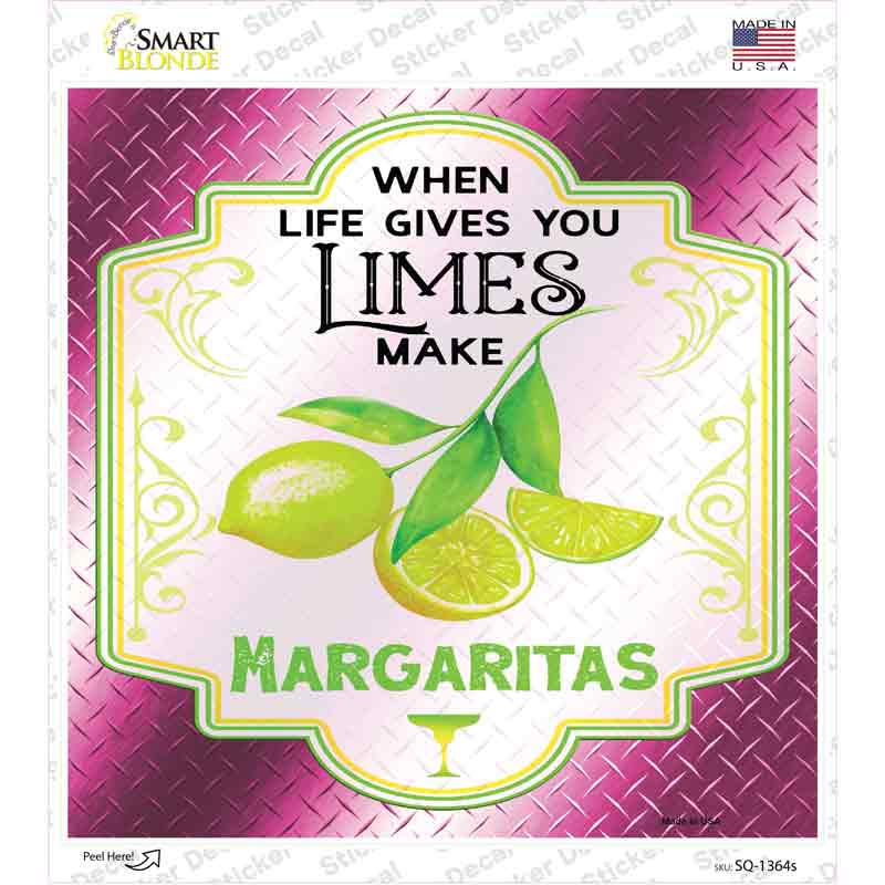 SQ-1364s-M Make Margaritas Pink Novelty Square Sticker Decal - Medium