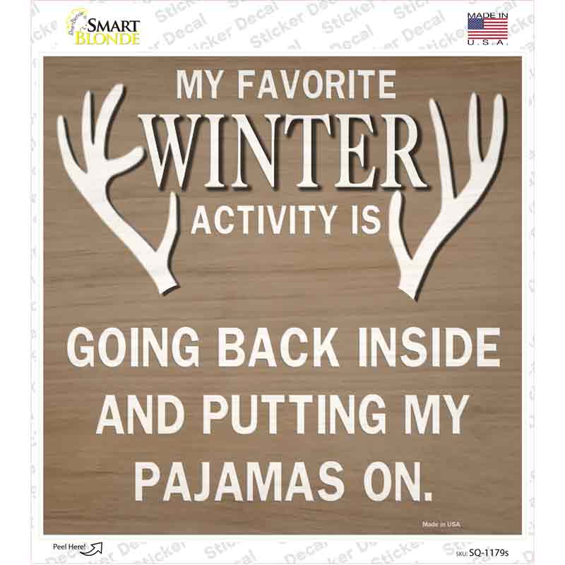 SQ-1179s-M Favorite Winter Activity Novelty Square Sticker Decal - Medium