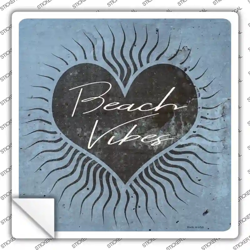 SQ-1181s-S Love Beach Vibes Novelty Square Sticker Decal - Small