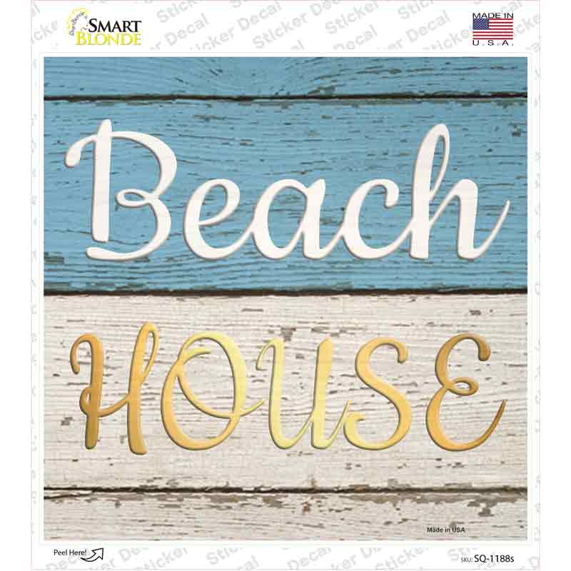 SQ-1188s-M Beach House Novelty Square Sticker Decal - Medium