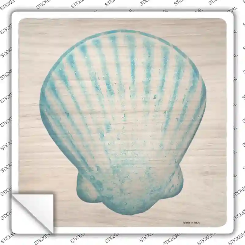 SQ-1200s-XL Seashell on Wood Novelty Square Sticker Decal - Extra Large