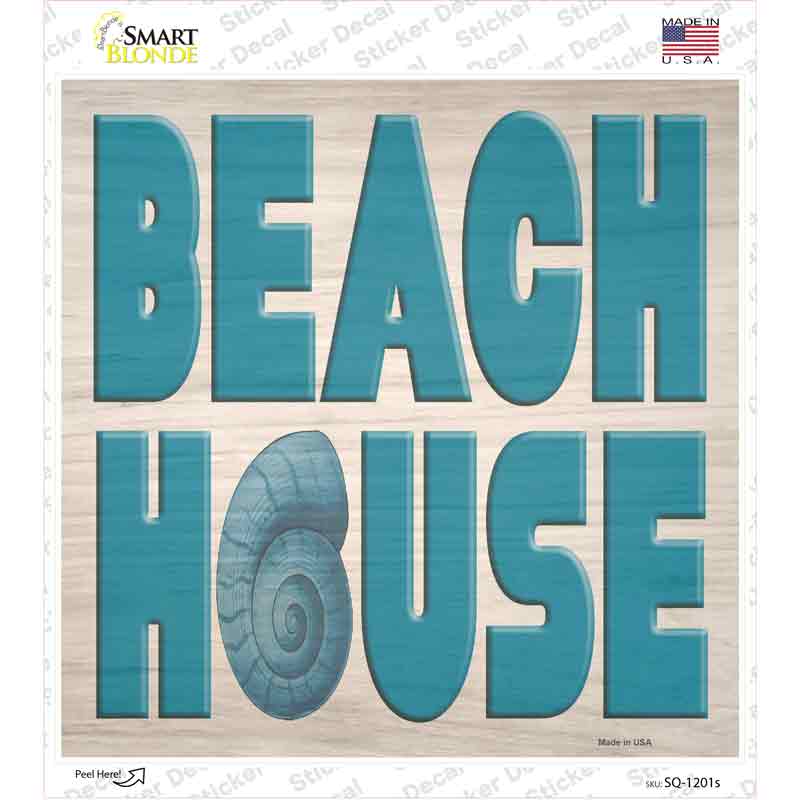 SQ-1201s-M Beach House Seashell Novelty Square Sticker Decal - Medium