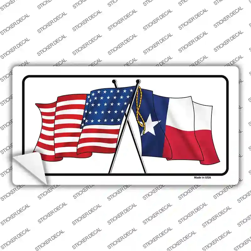 LP-11503s-S Texas Crossed US Flag Novelty Sticker Decal - Small