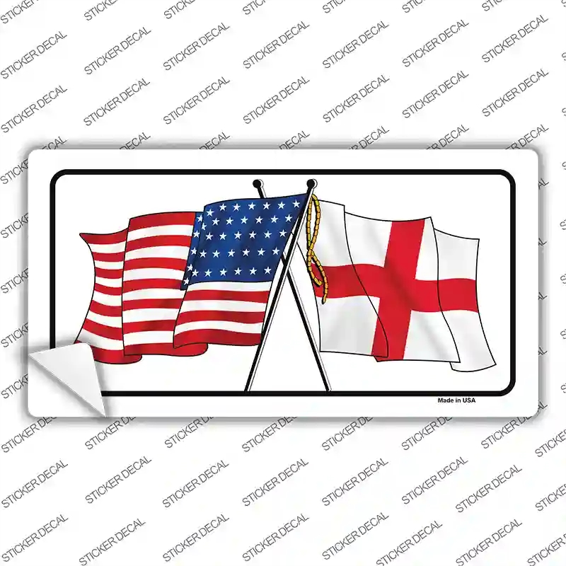 LP-11516s-S England Crossed US Flag Novelty Sticker Decal - Small