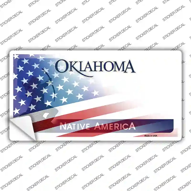 LP-12455s-XL Oklahoma Half American Flag Novelty Sticker Decal - Extra Large
