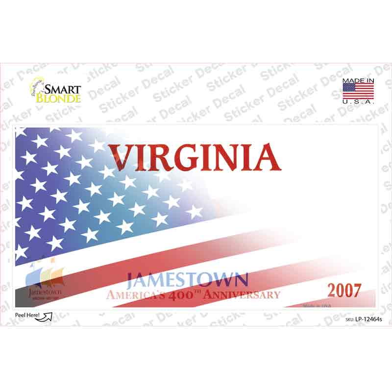 LP-12464s-M Virginia Half American Flag Novelty Sticker Decal - Medium