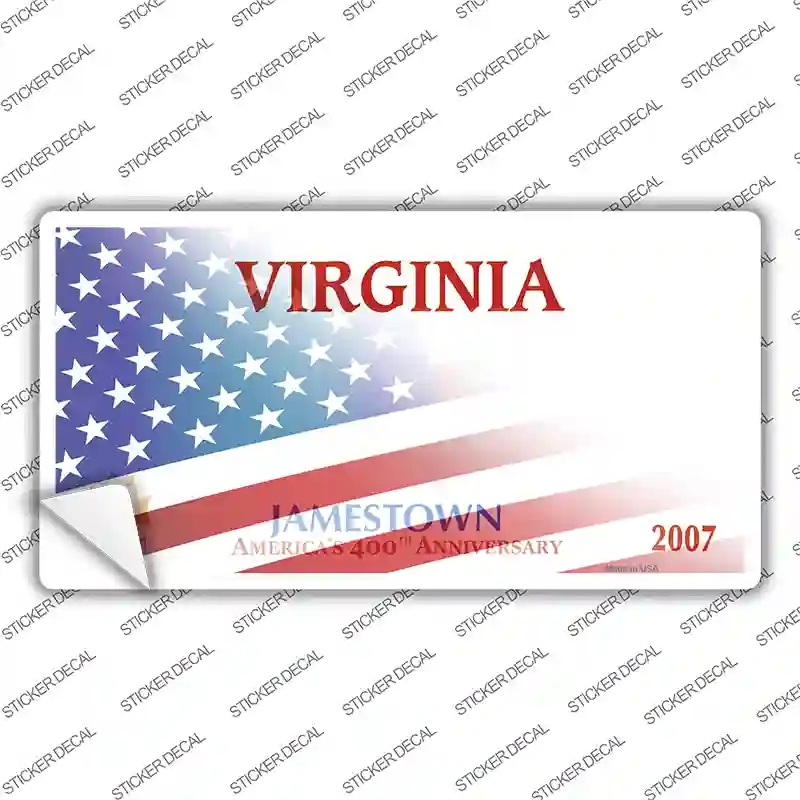 LP-12464s-S Virginia Half American Flag Novelty Sticker Decal - Small